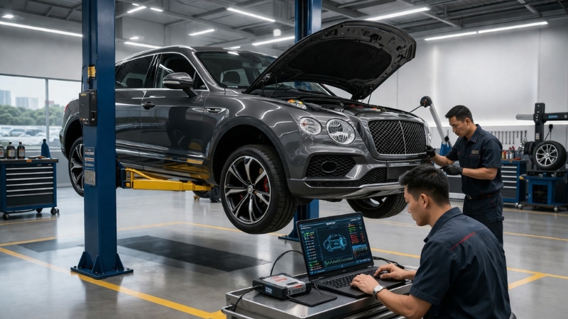 Bentley diagnostics at GGS Eurotech Premium Car Service Centre Petaling Jaya